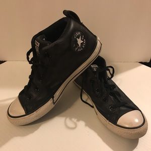 Black Leather Converse Chuck Taylor All Star Sneakers